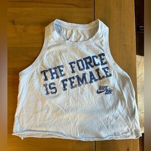 Nike Light Blue Girls' Tank Top with Navy 'The Force Is Female' Graphic